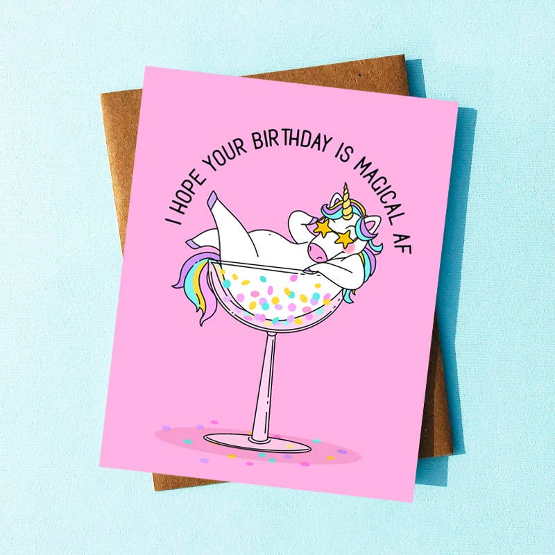 Top Hat and Monocle - Magical AF Funny Birthday Card - Unicorn Card ...