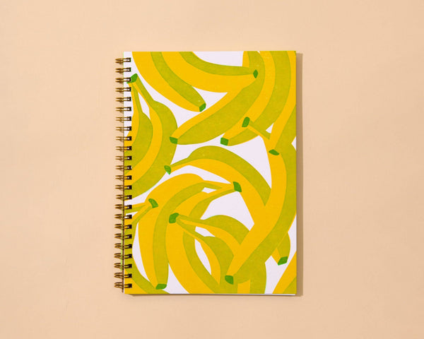 Colorful Spiral Notebook — Banana Pattern