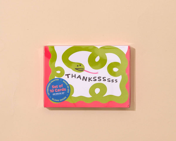 And Here We Are - Letterpress Scalloped Thank You Notecards (10) — Snake