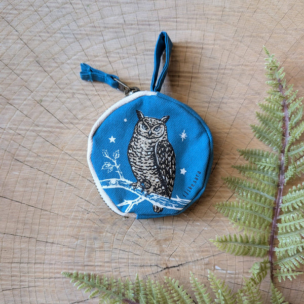 ilikesara | art + goods - Coin pouch | night owl - dusk blue zipper bag with waterproof lining