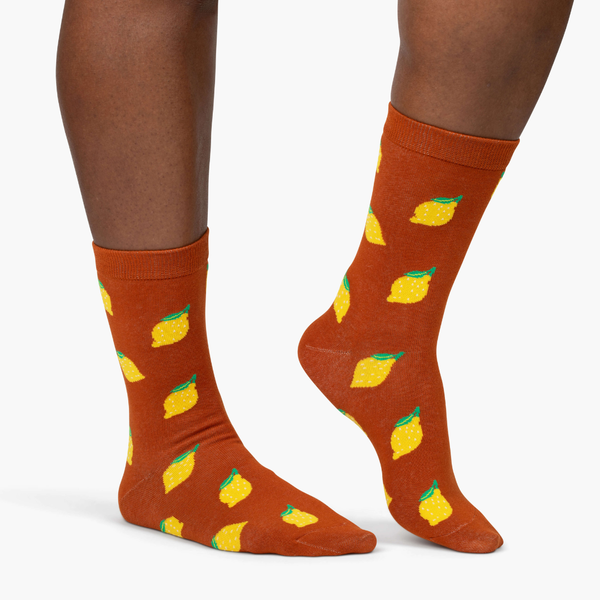 Jenny Lemons - Brown Lemon Crew Socks