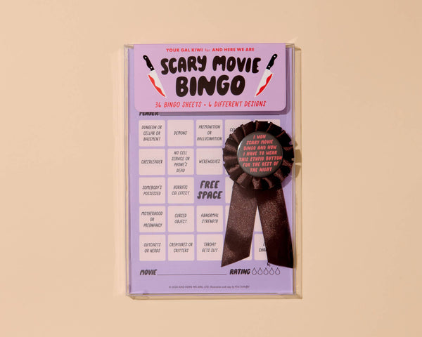 And Here We Are - Scary Movie Cheesy Movie Night Bingo - Halloween , Pop Culture, Father's Day gift, Fall game, Spooky, Fun, pop culture - Stocking stuffer, Holiday, Gift Guide