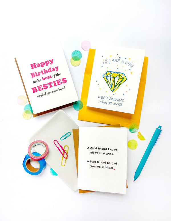 Steel Petal Press - Friend Stories - Letterpress Love and Friendship Anniversary Galentine Card