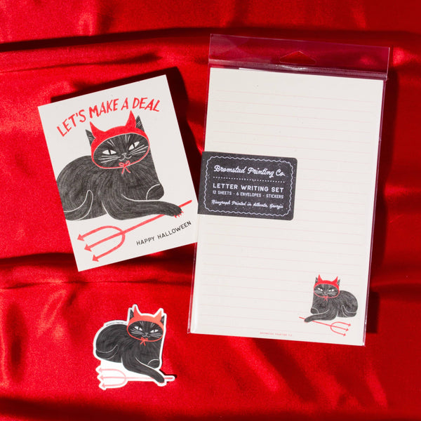 Bromstad Printing Co. - Devil Cat - Risograph Card