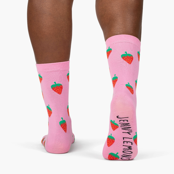 Jenny Lemons - Pink Strawberry Crew Socks