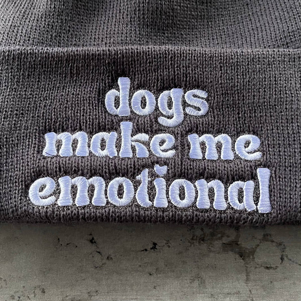 The Silver Spider - Dogs make me emotional knit beanie hat Made in America