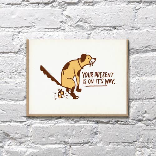 Bench Pressed - Dog Poop Present Birthday Card