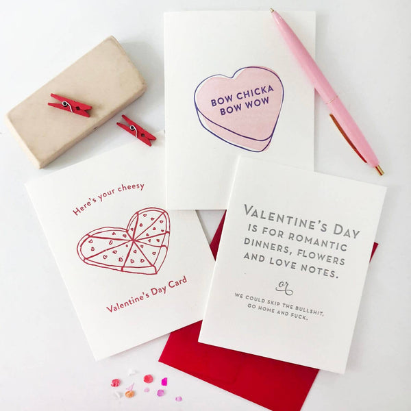 Steel Petal Press - Cheesy Valentines Day - Letterpress Valentine's Day Card