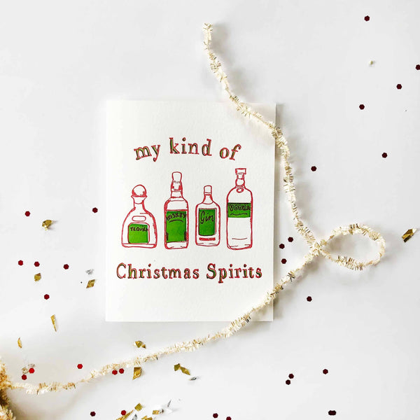 Steel Petal Press - Christmas Spirits - Funny Letterpress Holiday Card