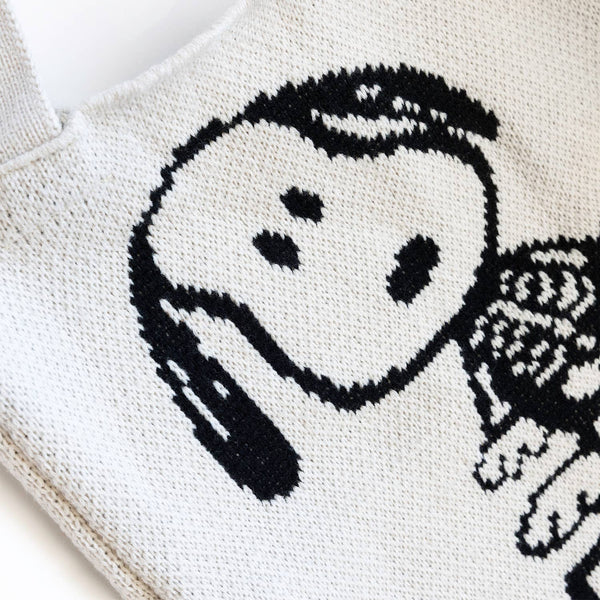 Three Potato Four - 3P4 x Peanuts® Halloween - Snoopy Skeleton Knit Tote