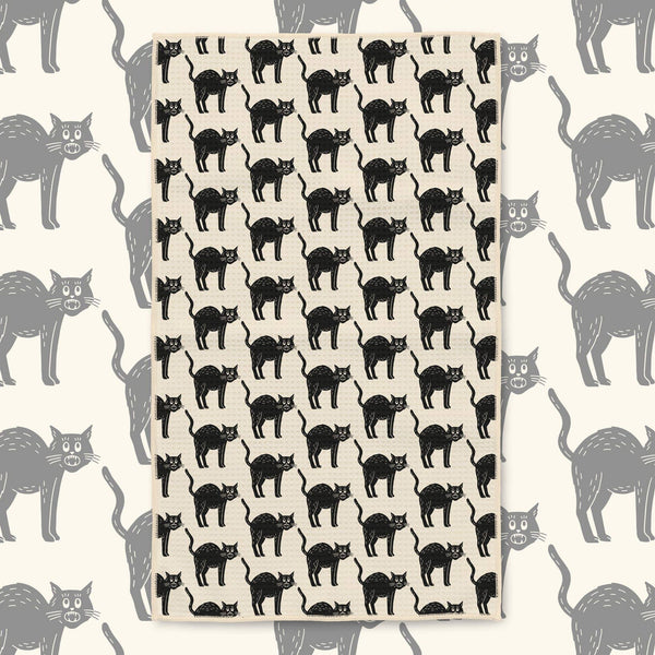 Trek Light - Kitchen Tea Towel Quick Dry | Black Cats | Halloween