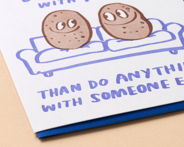 And Here We Are - Couch Potatoes Love Letterpress Greeting Card - Valentine's Day- Made in USA