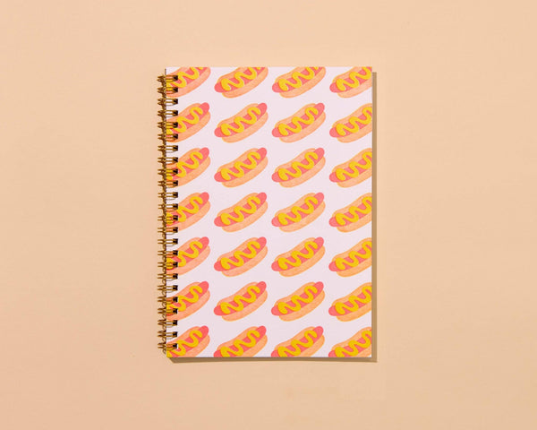 And Here We Are - Letterpress A5 Spiral Notebook—Hot Dogs