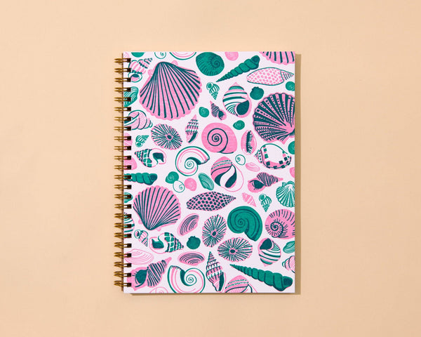 And Here We Are - Letterpress Spiral Notebook — Shell Pattern Vintage 80s 90s