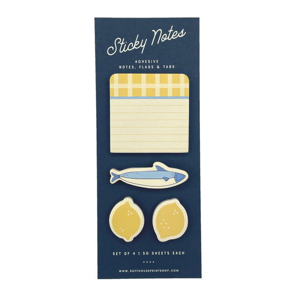 Ruff House Print Shop - Lemon Gingham Sticky Note Set : Page Flags and Tabs