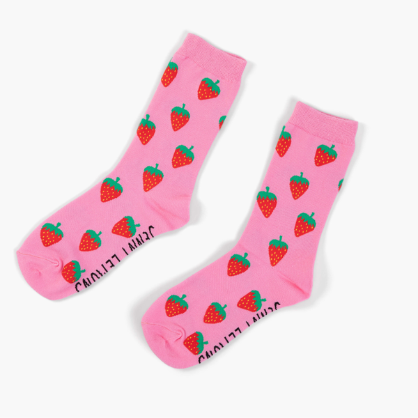 Jenny Lemons - Pink Strawberry Crew Socks