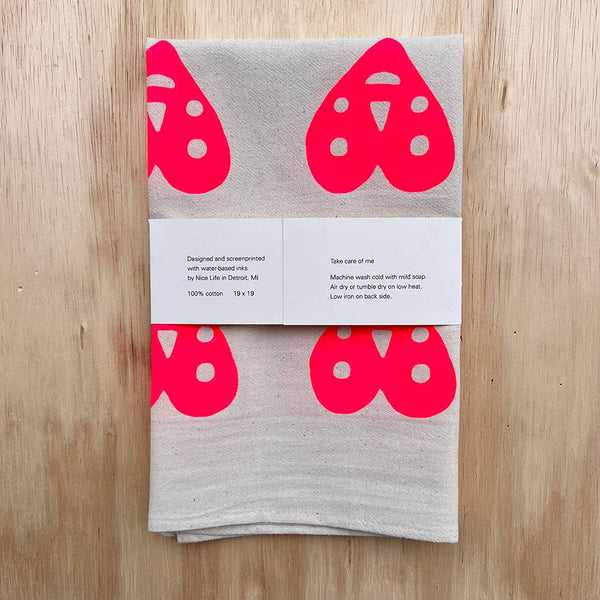 Nice life - Heart screenprinted tea towel