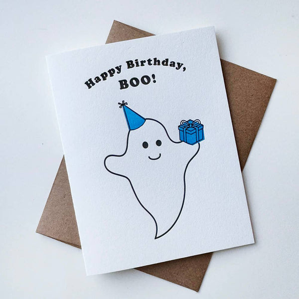 Steel Petal Press - Birthday Boo - Letterpress Birthday Greeting Card