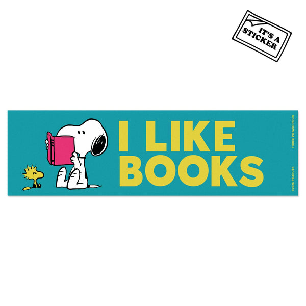 Three Potato Four - 3P4 x Peanuts® - Snoopy I Like Books Bumper Sticker
