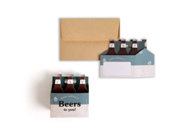 UWP Luxe - Beers to You Pop-Up Birthday Card with Six Pack Design