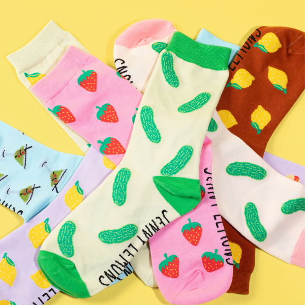 Jenny Lemons - Brown Lemon Crew Socks