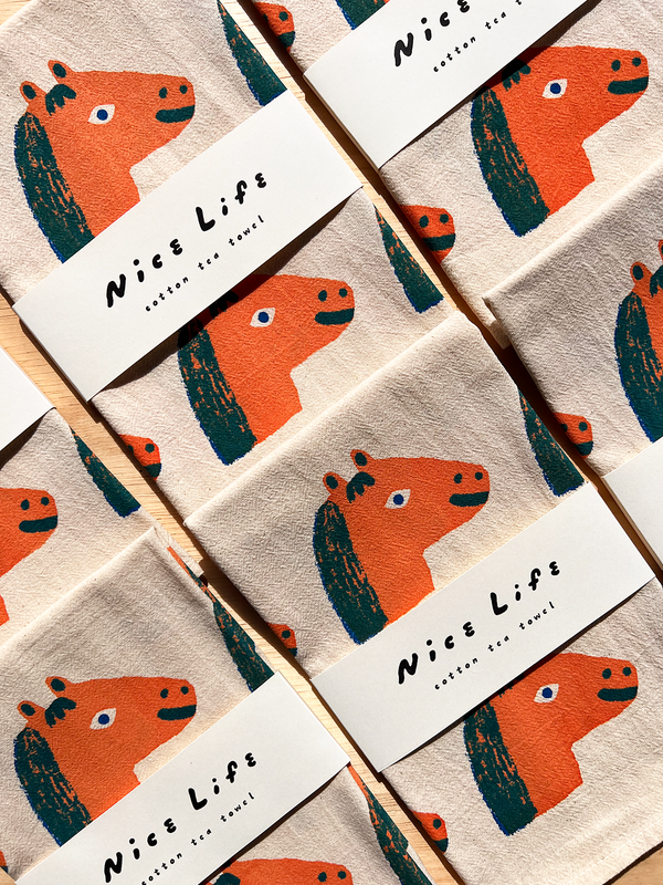 Nice life - Horse Cotton Tea Towel