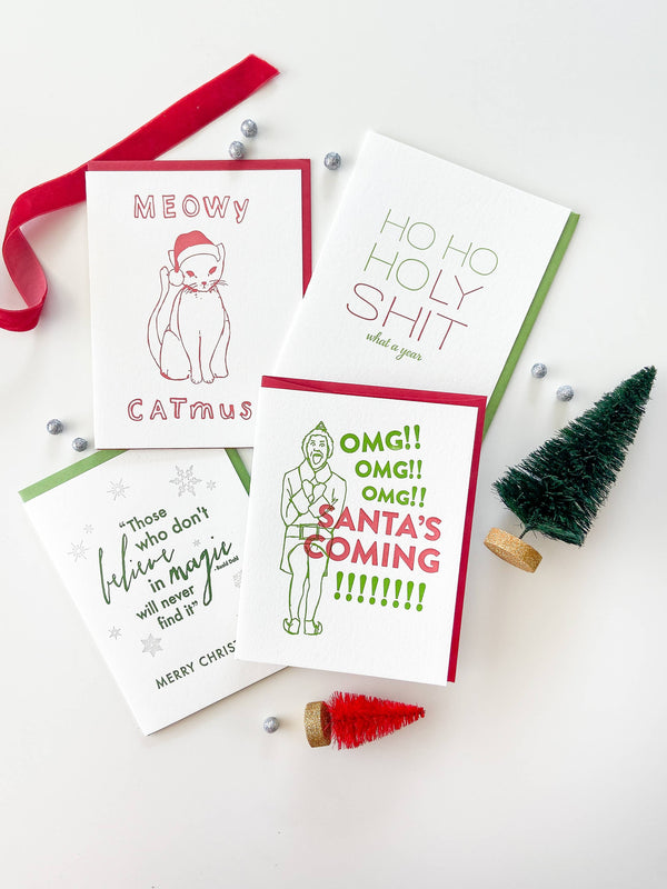 Steel Petal Press - Santa's Elf - Pop Culture Letterpress Christmas Holiday Card