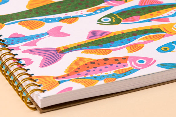 Rainbow Trout Pattern Spiral Notebook