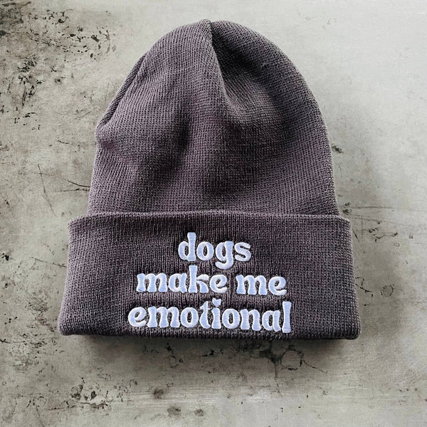 The Silver Spider - Dogs make me emotional knit beanie hat Made in America