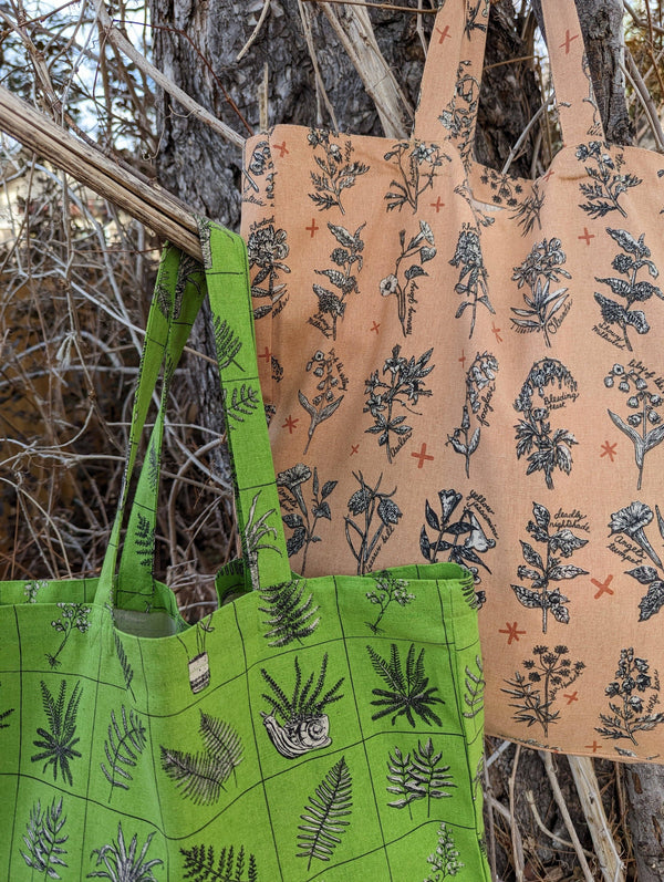 ilikesara | art + goods - Tote bag | fatal florals - pink poisonous flower canvas screenprinted tote