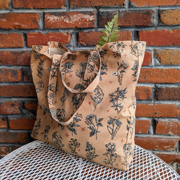 ilikesara | art + goods - Tote bag | fatal florals - pink poisonous flower canvas screenprinted tote