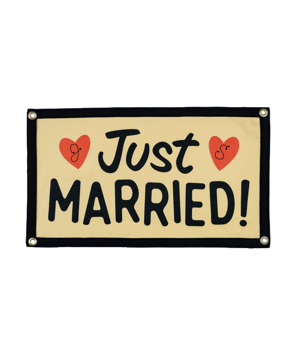 Oxford Pennant - Just Married Camp Flag