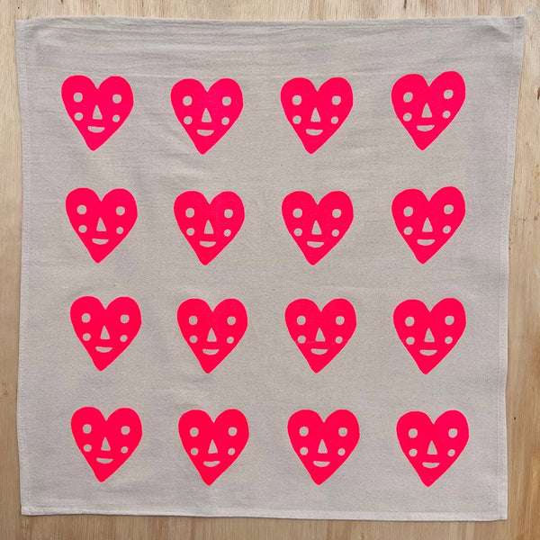 Nice life - Heart screenprinted tea towel