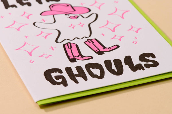 And Here We Are - Letterpress Halloween Card—Let's Go Ghouls