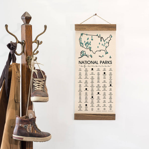 Unfinished Art Studio - National Park Map Checklist With Pen, Hiker Gift, USA