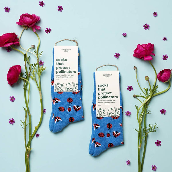 Socks that Protect Pollinators (Blue Ladybugs)