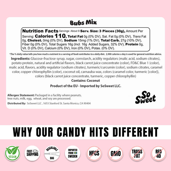 SoSweet LLC - Swedish Candy BUBS Mix (8 oz)