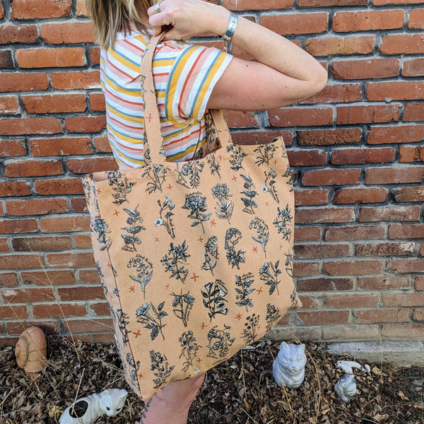 ilikesara | art + goods - Tote bag | fatal florals - pink poisonous flower canvas screenprinted tote