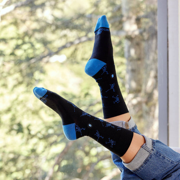 Conscious Step - Socks that Give Books  (Black Skeletons): Medium