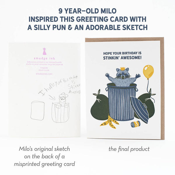 Smudge Ink - Trash Panda Birthday Card