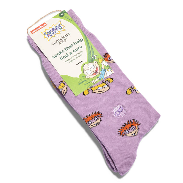 Conscious Step - Rugrats Socks that Find a Cure (Purple Chuckie/Angelica)