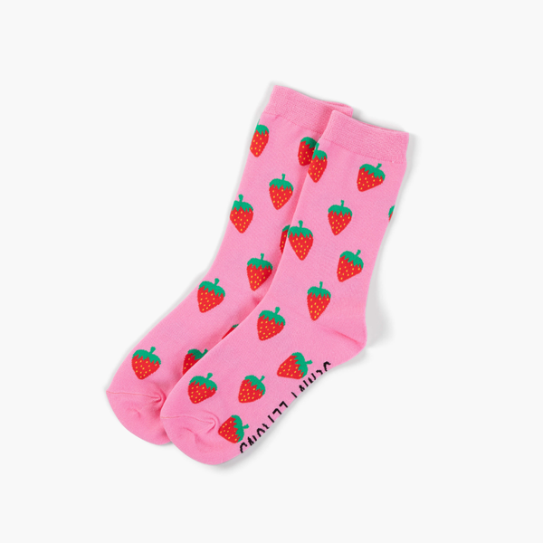 Jenny Lemons - Pink Strawberry Crew Socks