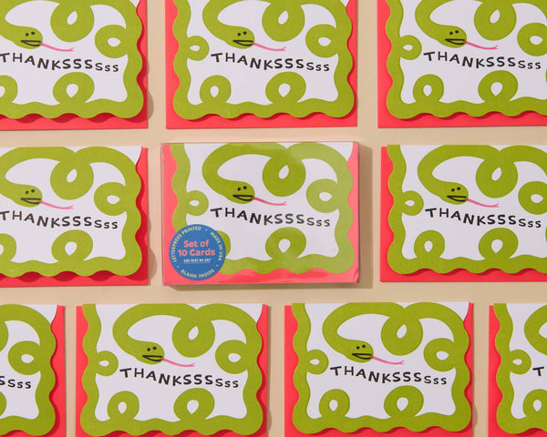 And Here We Are - Letterpress Scalloped Thank You Notecards (10) — Snake