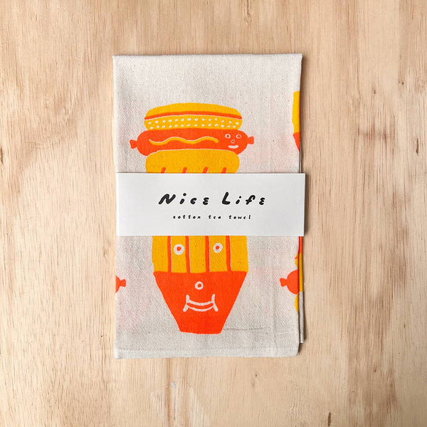 Nice life - Hot dog french fry tea towel