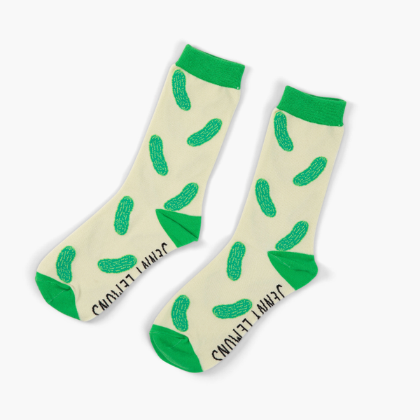 Jenny Lemons - Green Colorblock Pickle Crew Socks