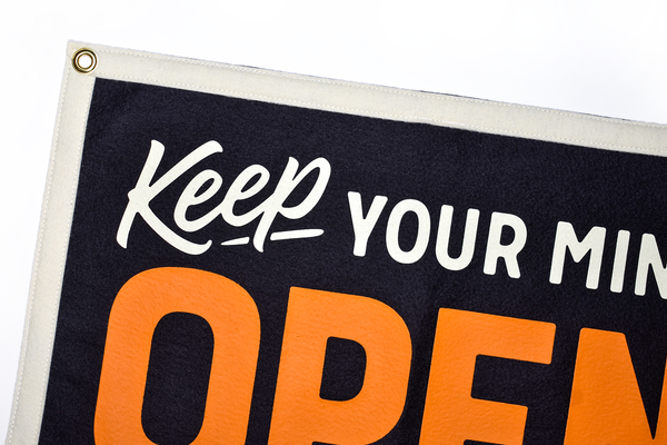 Oxford Pennant - Keep Your Mind Open Camp Flag • Holy Smokes x Oxford Pennant