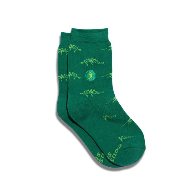 Conscious Step - Kids Socks that Give Books (Green Dinosaurs)