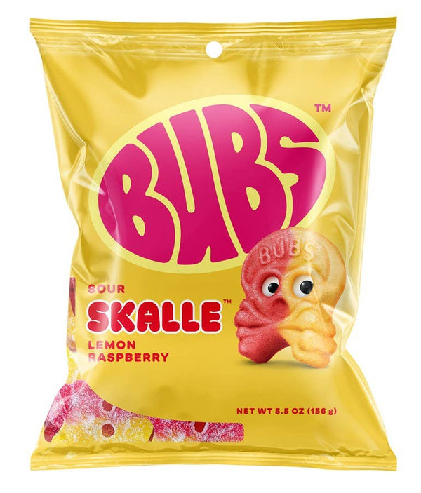 Grandpa Joe's Candy Shop - Bubs Sour Skalle Lemon Raspberry 5.5oz Bag, 8ct