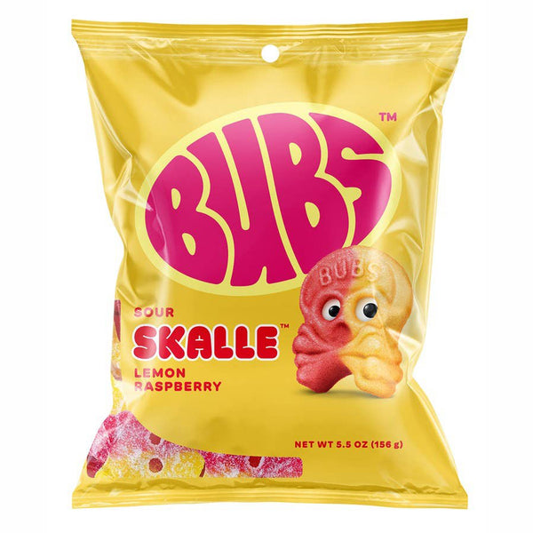 Grandpa Joe's Candy Shop - Bubs Sour Skalle Lemon Raspberry 5.5oz Bag, 8ct