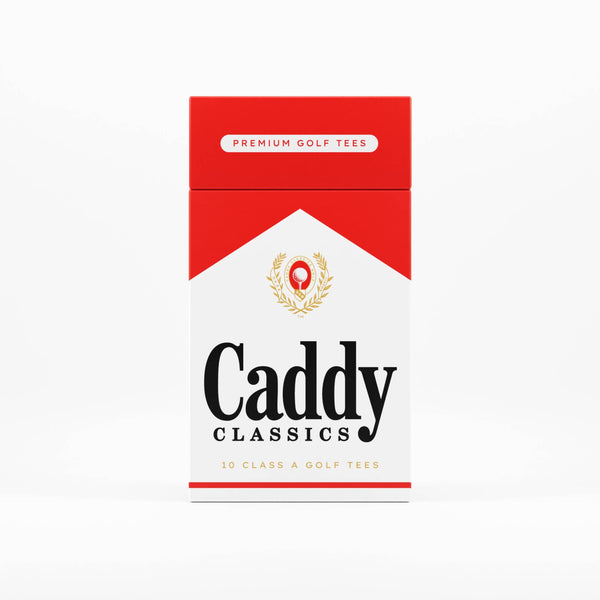 Caddy Classics - Royal Reds | Golf Tee Holder + 10 Bamboo 2¾ Inch Tees